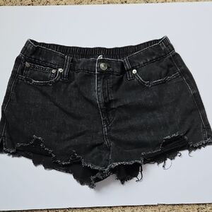 Aerie Black Distressed Jean Shorts
